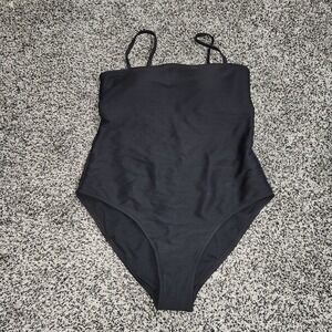 Old Navy Swimsuit Large Black Ribbed 1 Piece Swimsuit Multiway Straps Slimming L
